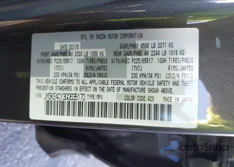 2016 Mazda Cx-5 Touring z USA, uszkodzony, nr VIN JM3KE4CY3G0635170